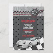 Car Racing Racecar Bar Mitzvah Einladung