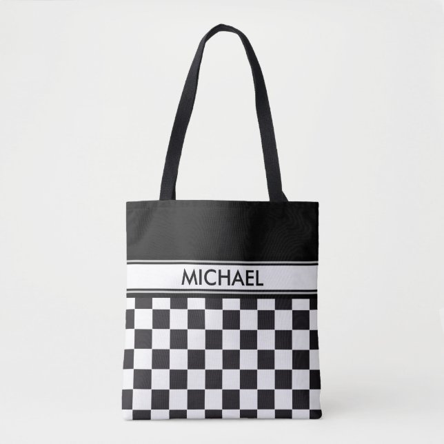 Car Racing / Schachmuster + Ihr Backgr. Ideen Tasche (Vorderseite)