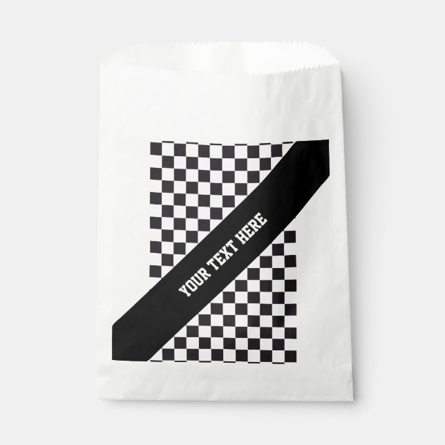 Car Racing / Schachmuster + Ihr Backgr. & Text Geschenktütchen (Vorderseite)