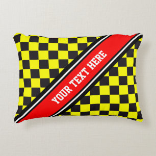 Car Racing / Schachmuster + Ihr Backgr. & Text Zierkissen