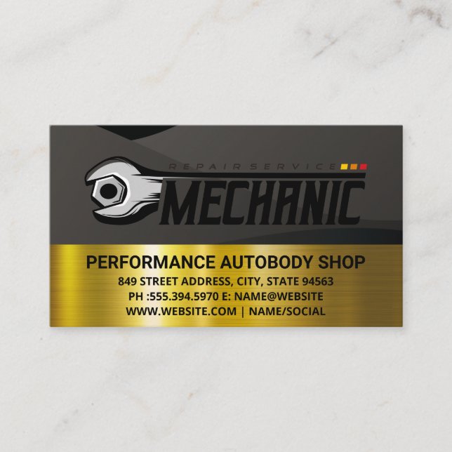 Car Repair Logo Wrenches | Auto Shop Care Visitenkarte (Vorderseite)