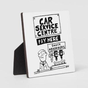 Car Service Center Mechanik und Stoßdämpfer Fotoplatte