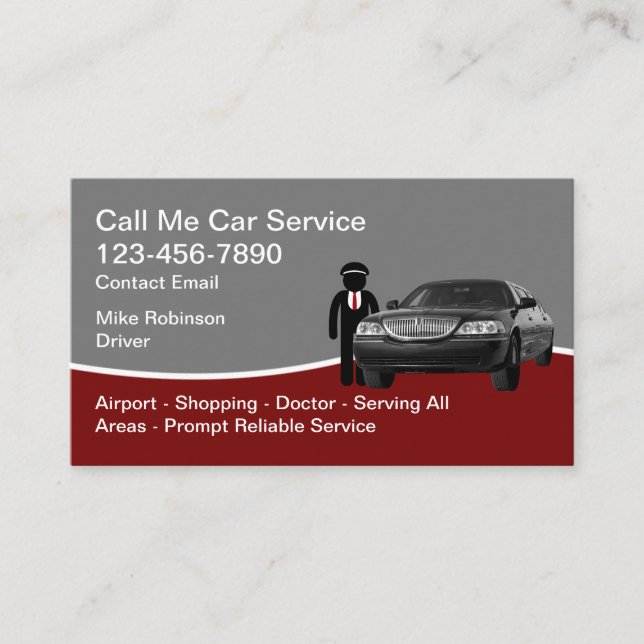 Car Service Uber Driver Business Cards Visitenkarte (Vorderseite)