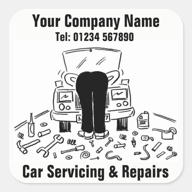 Car Servicing & Repairs Business-Aufkleber Quadratischer Aufkleber (Vorderseite)