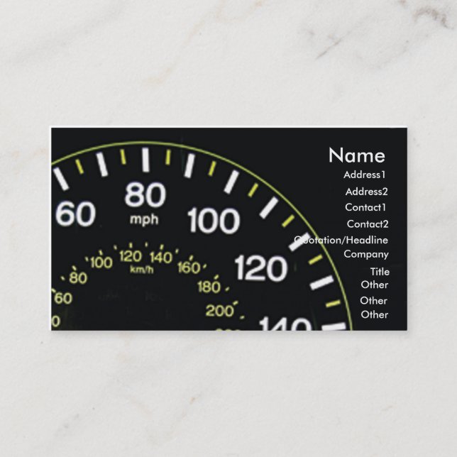 Car Speedo Business Card Visitenkarte (Vorderseite)