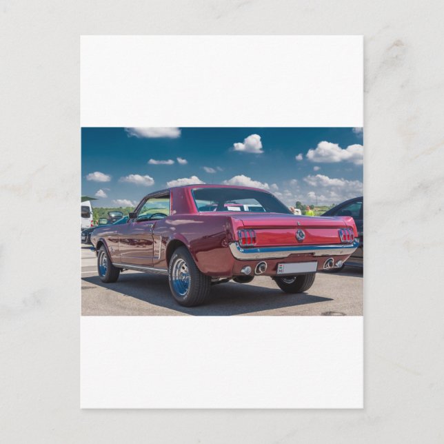 Car Sports Mustang Red Muscle Motor Gears Metal Postkarte (Vorderseite)