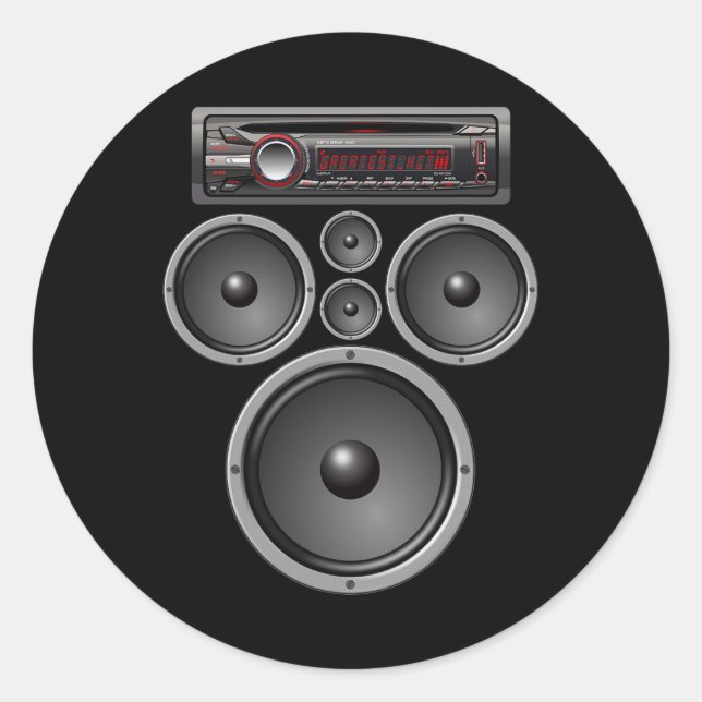CAR STEREO LAUTSPRECHER SYSTEM AUDIO HALLOWEEN KOS RUNDER AUFKLEBER (Vorderseite)