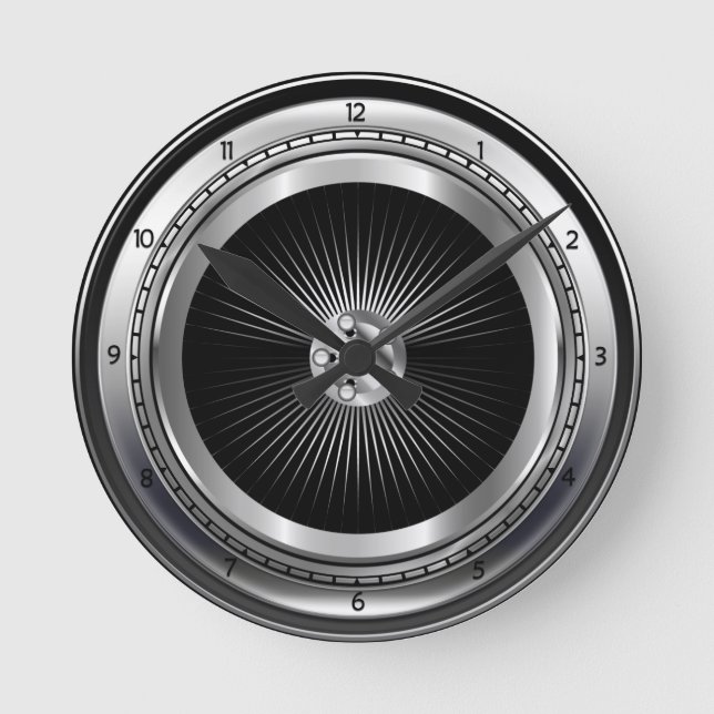 Car Tire Metallic Wheel Wall Clock Runde Wanduhr (Vorderseite)
