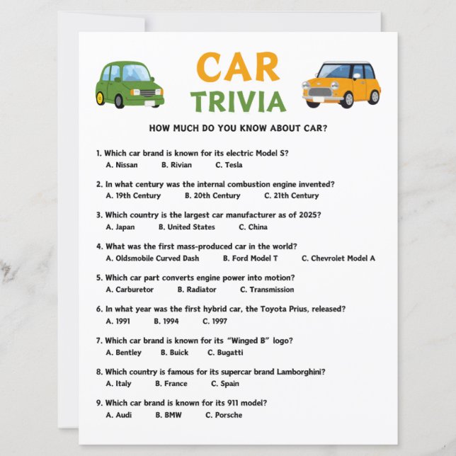 Car Trivia Game (Vorderseite)