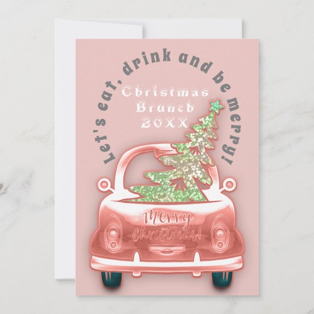 Car Truck Frohe Weihnachts-Brunch Abendessen Rose Einladung (Rückseite)