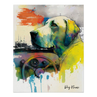 Car, Vehicle - Labrador Retriever Dog 004 Poster