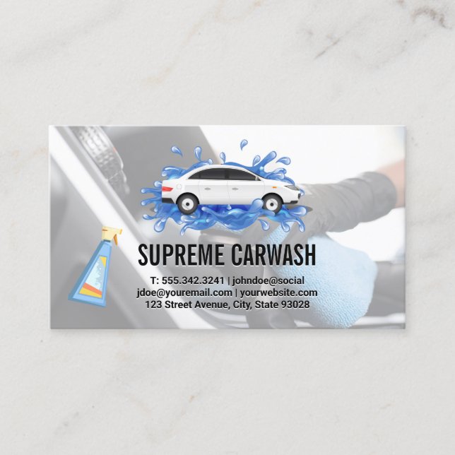Car Wash | Auto Detaillierter Innenbereich Saubere Visitenkarte (Vorderseite)