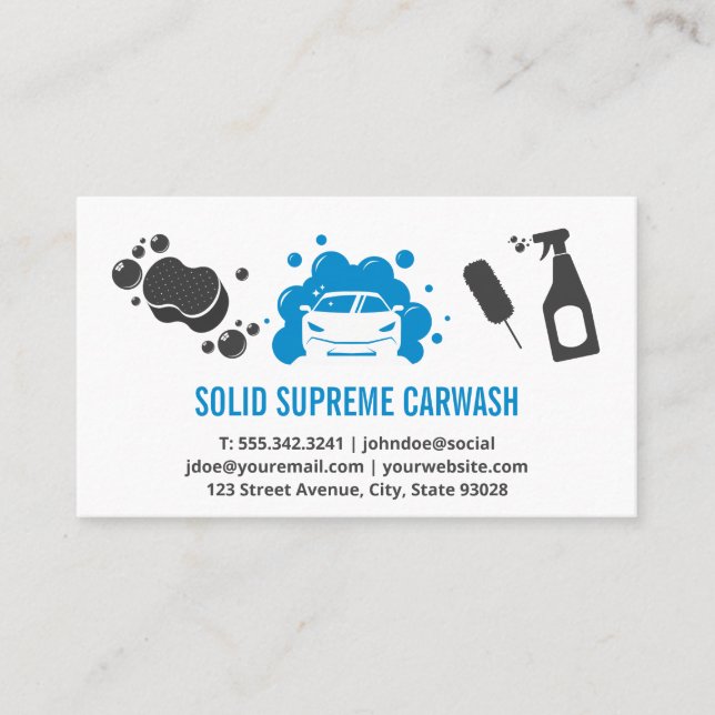 Car Wash | Auto und Blasen Visitenkarte (Vorderseite)