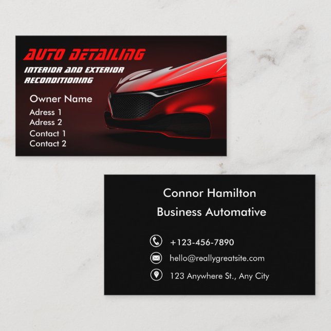 Car Wash Berufliches Auto Detection Automotive Visitenkarte (Vorne/Hinten)