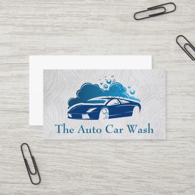 Car Wash | Blue Auto Clearing Logo Business Card Visitenkarte (Vorderseite/Rückseite Beispiel)