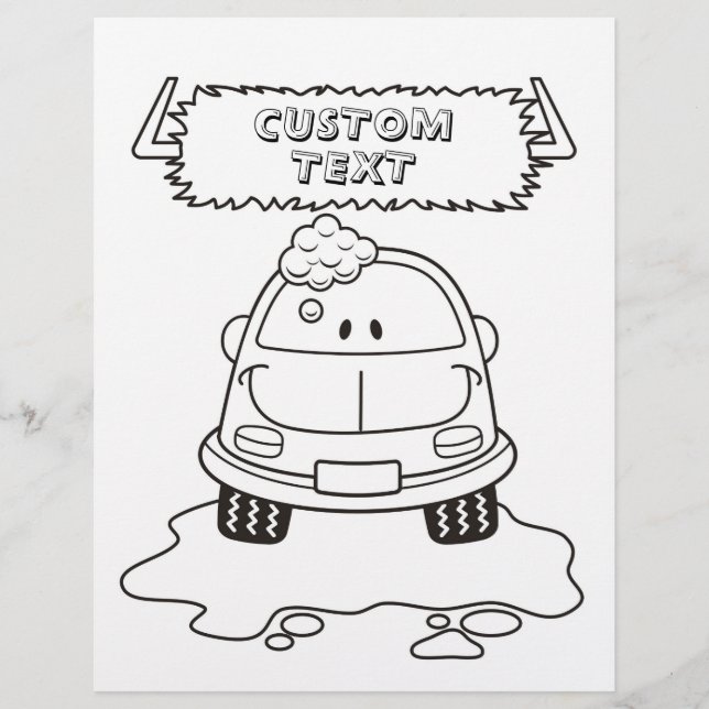 Car Wash Cartoon Colour Book Page (Vorderseite)