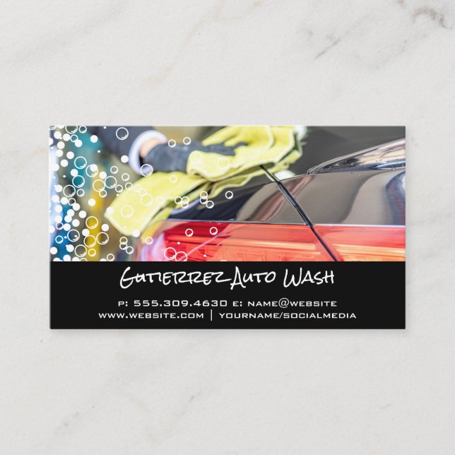 Car Wash Cleaner | Automobil | Blasen Visitenkarte (Vorderseite)