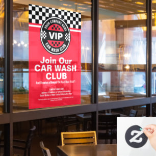 Car Wash Club - Racing Checkered Flag Prämien Fensteraufkleber