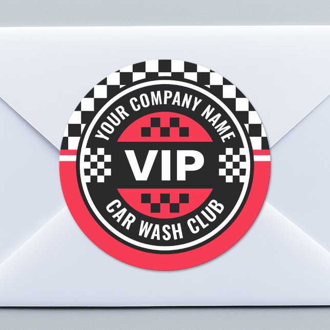 Car Wash Club - Racing Checkered Flag Prämien Runder Aufkleber (Custom Sticker for Party Favors or Envelopes)
