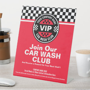 Car Wash Club - Racing Checkered Flag Prämien Sockelschild