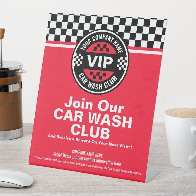 Car Wash Club - Racing Checkered Flag Prämien Sockelschild (In Situ)