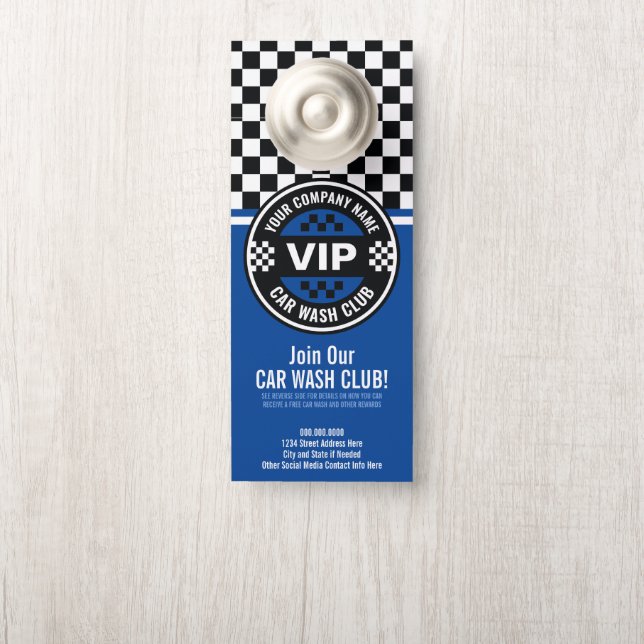 Car Wash Club - Racing Checkered Flag Prämien Türanhänger (Auf Knauf)