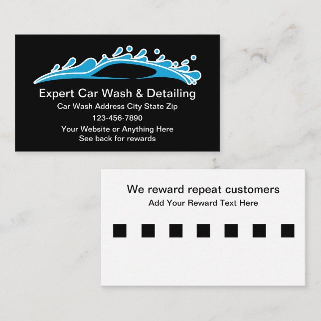 Car Wash - Detaillierte Kundenprämien für Visitenk Visitenkarte (Vorne/Hinten)