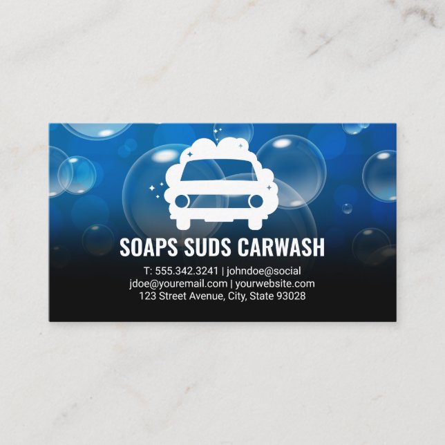 Car Wash Detection | Auto im Detail | Seifenblasen Visitenkarte (Vorderseite)