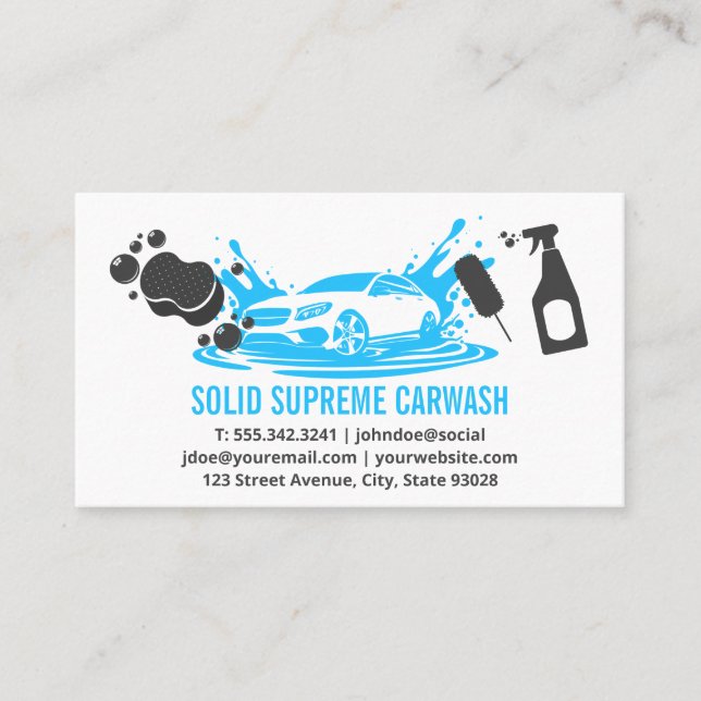 Car Wash | Dienstleistungen des Auto von Sportwage Visitenkarte (Vorderseite)