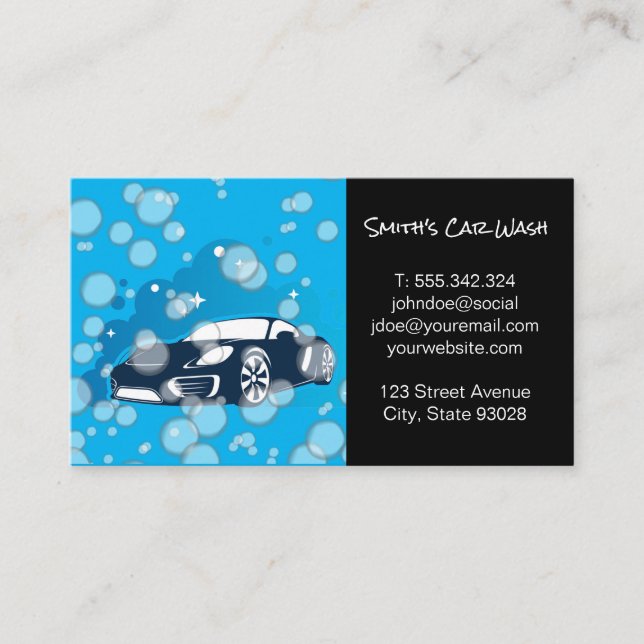 Car Wash Logo | Reinigungsservice | Blasen Visitenkarte (Vorderseite)