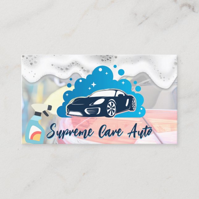 Car Wash Logo | Seifenspangen und Blasen Visitenkarte (Vorderseite)