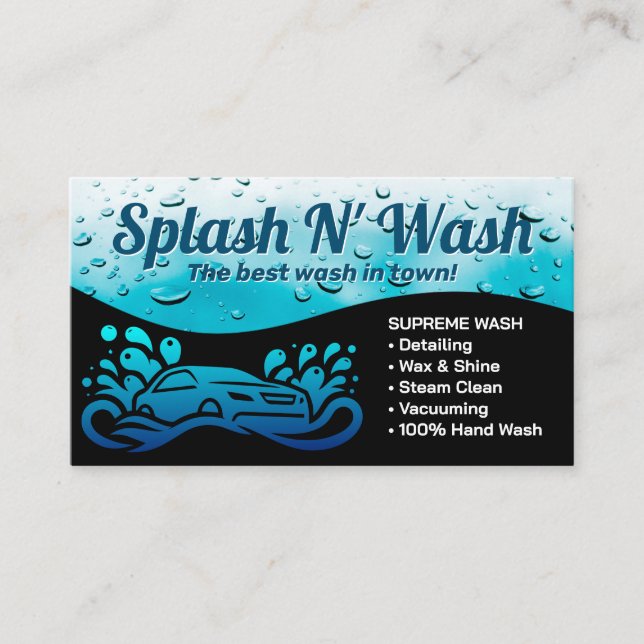 Car Wash Logo | Wassereinschlag Visitenkarte (Vorderseite)