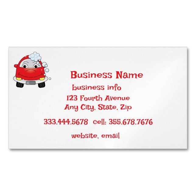 Car Wash Mobile Detailers Vehicle Cleaning Service Magnetische Visitenkarte (Vorderseite)
