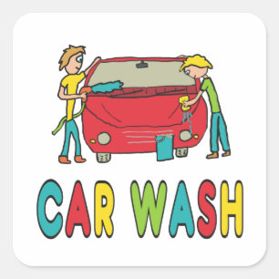 Car Wash Quadratischer Aufkleber