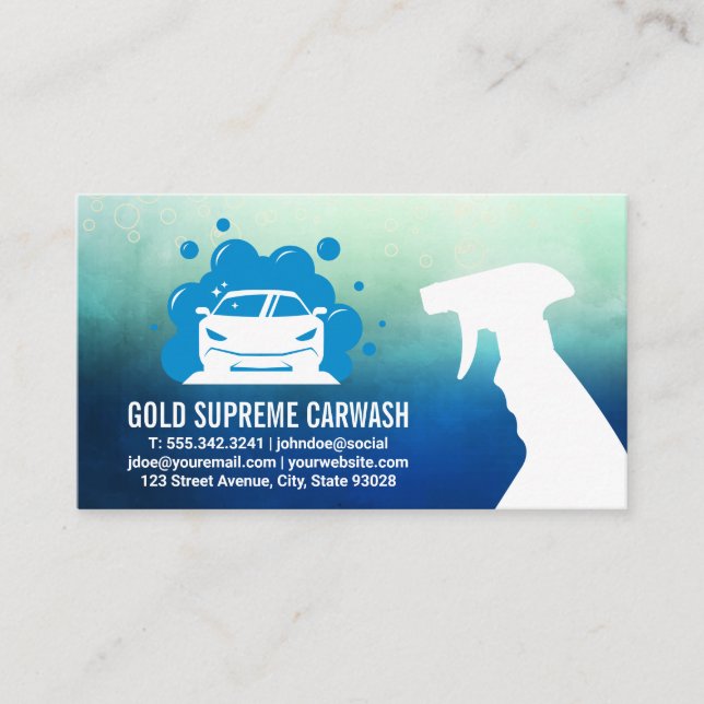 Car Wash | Seifenblasen Reinigung von Auto Visitenkarte (Vorderseite)