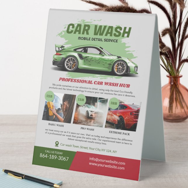 Car Wash Services Tischaufsteller (In Situ (Tisch))