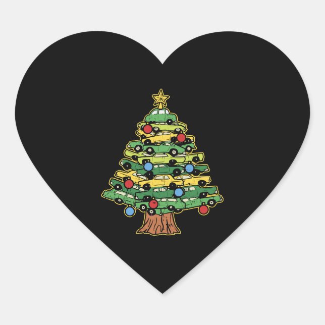 Car Weihnachtsbaum Xmas Frohe Weihnachtswagen Herz-Aufkleber (Vorderseite)