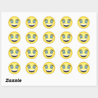 Cara sonriente anime con corazones runder aufkleber