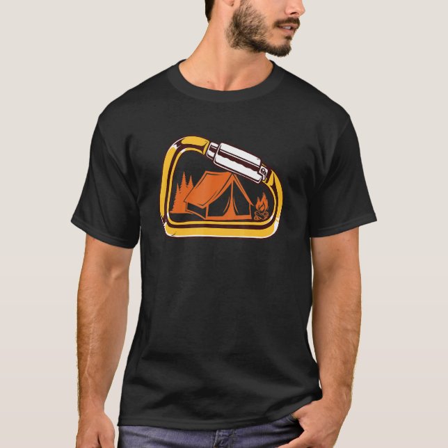 Carabiner Camping Campfire Klettergarten T-Shirt (Vorderseite)