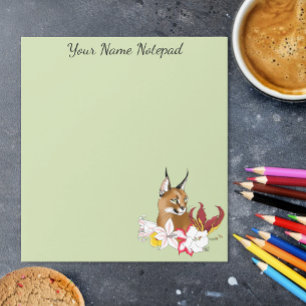 Caracal Wild Cat Floral Green Notizblock