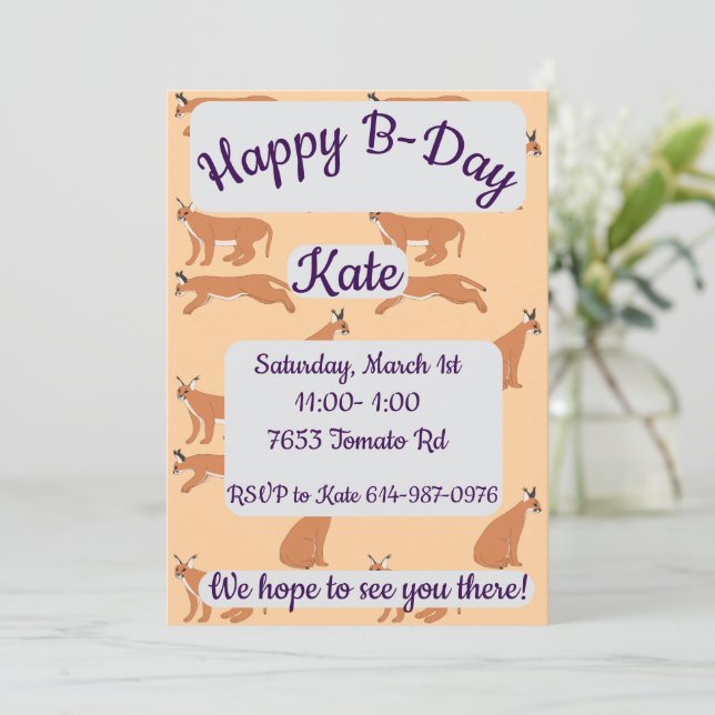 Caracals Happy Birthday Einladung (Stehend Vorderseite)
