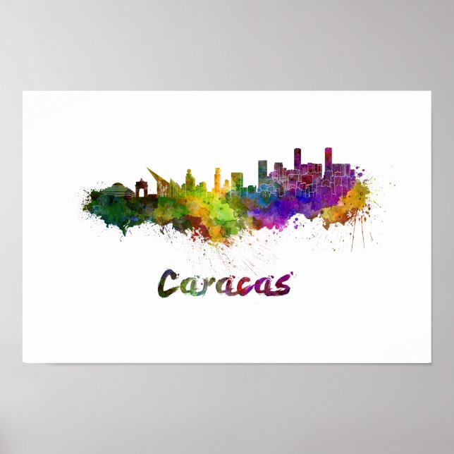 Caracas skyline im Watercolor Poster (Vorne)