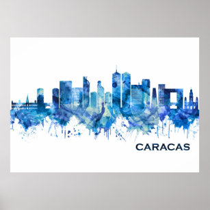 Caracas Venezuela Skyline Blue Poster