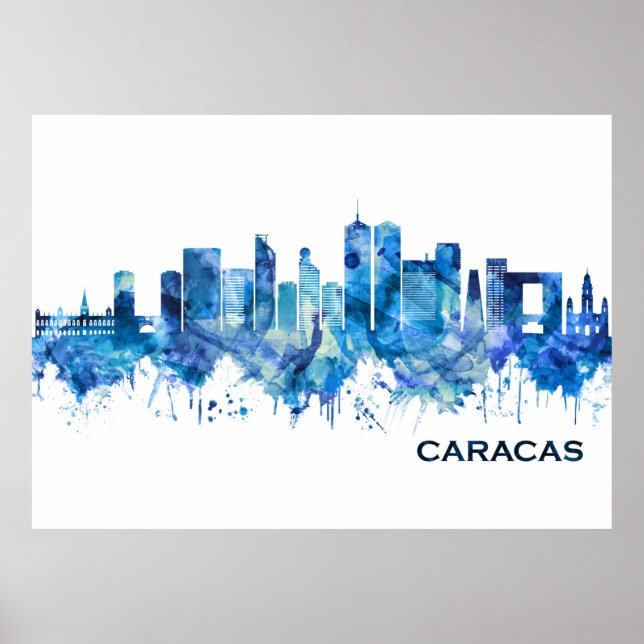 Caracas Venezuela Skyline Blue Poster (Vorne)