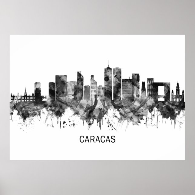 Caracas Venezuela Skyline BW Poster (Vorne)