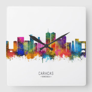 Caracas Venezuela Skyline Quadratische Wanduhr