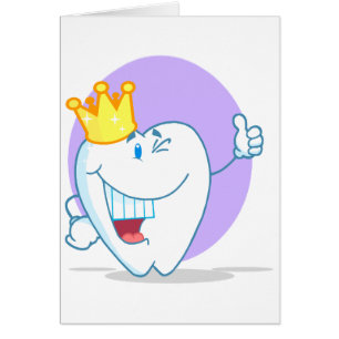 Caractère Cartoon Dent Souriant Avec Couronne D'Or