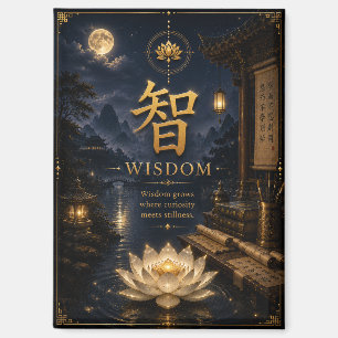 Caractère chinois 智 Sagesse (Zhi) Aimant de Lotus