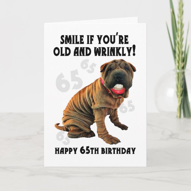 caractere shar pei vieille et ridée carte d'annive (Devant)