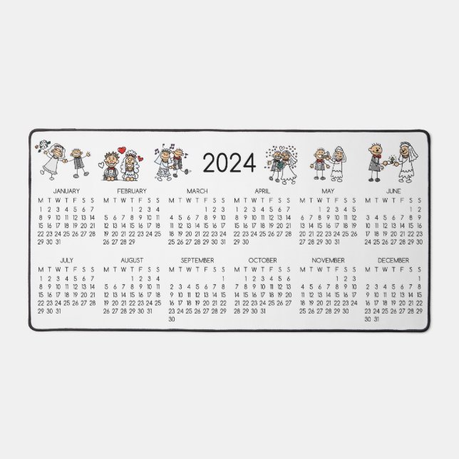 Caractères 2024 Mariage Calendrier Couples (Recto)